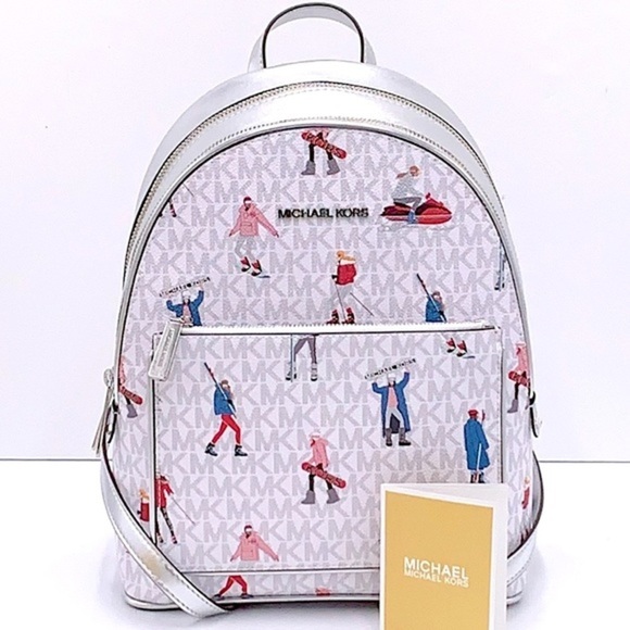 Michael Kors Handbags - Michael Kors Jet Set Girls ADINA Medium Backpack Bright White Multi Color
